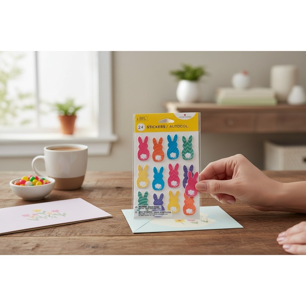 American Greetings Bunny Stickers Unisex OS Multi Brand New Easter 24ct 2 Sheets